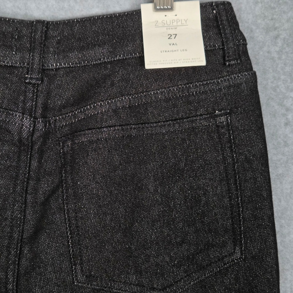 Z Supply NEW Womens 27 Val Straight Leg Jeans Black Sand Stretch High‎ Waist